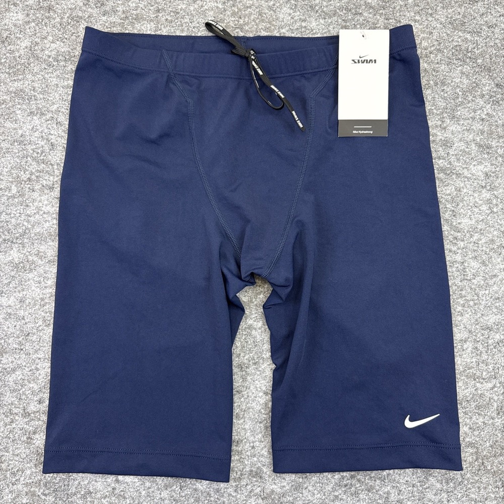 NEW Nike Swim Hydrastrong Jammer men's 36 navy drawcord swimmer beach pool